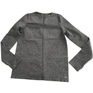 C&C California Heathered Gray Long Sleeve Pullover Top and Mesh Contrast